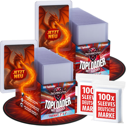 (Leider aktuell Ausverkauft - Der Sturm war zu groß - Bald wieder da!) Toploader Sleeves Set 3"x4" für TCG Sammelkarten 200 im Set