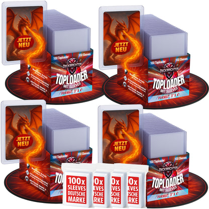 (Leider aktuell Ausverkauft - Der Sturm war zu groß - Bald wieder da!) Toploader Sleeves Set 3"x4" für TCG Sammelkarten 200 im Set