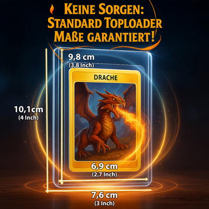 (Leider aktuell Ausverkauft - Der Sturm war zu groß - Bald wieder da!) Toploader Sleeves Set 3"x4" für TCG Sammelkarten 200 im Set